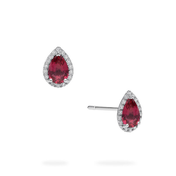 Boucles d'oreilles en or blanc avec rubis et diamants